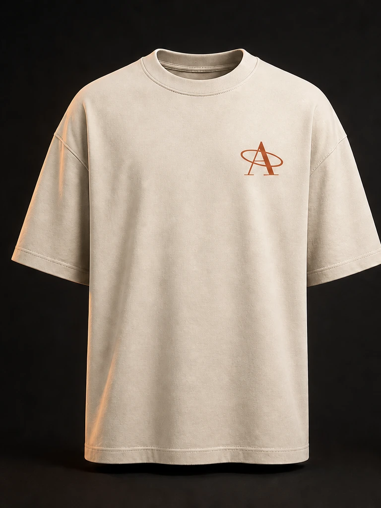 Front of the Bone oversized tee: an oxide Magnetic A at the left chest.